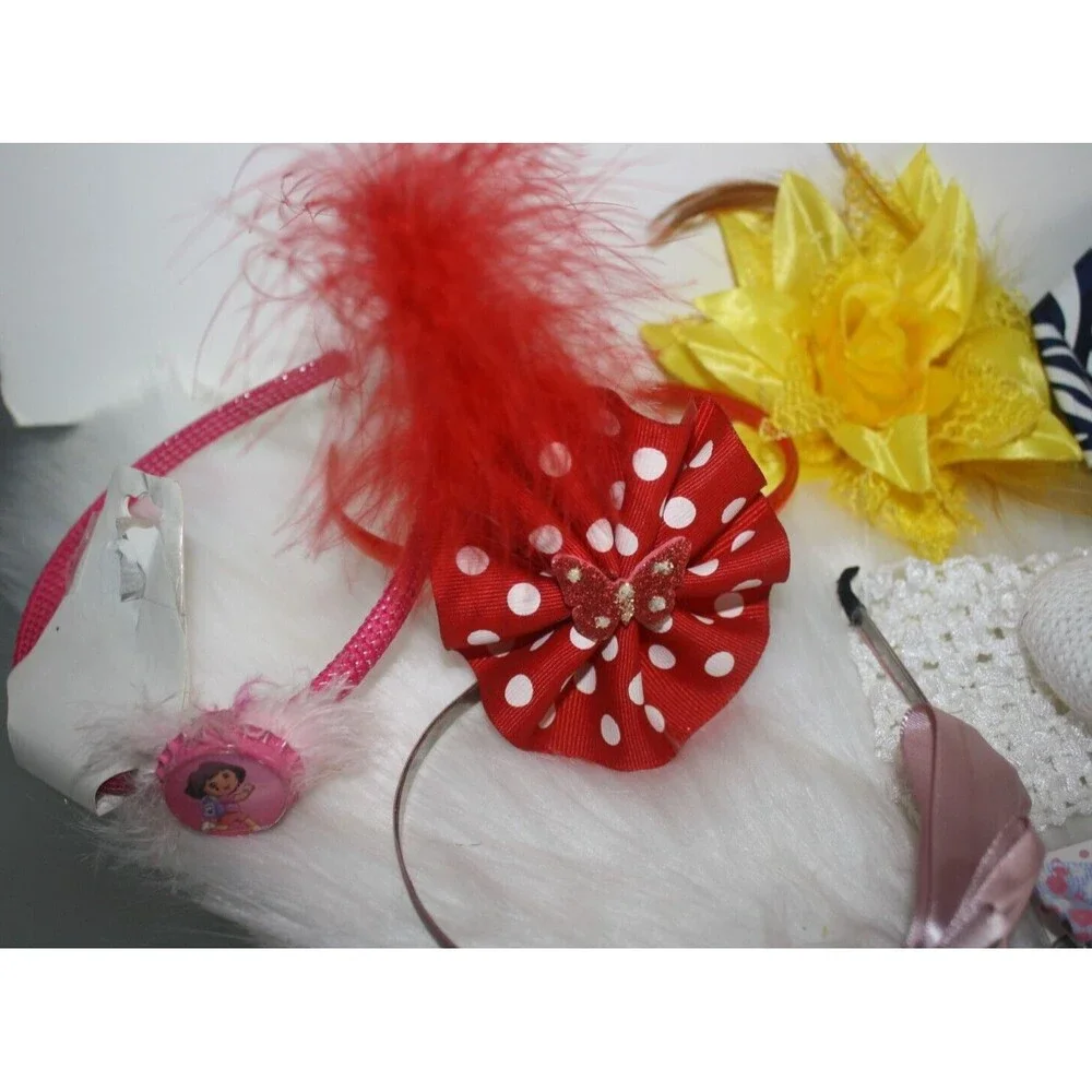 Lot of 7 Girls Hair Accessories Headbands Bows Clips Colorful NIP